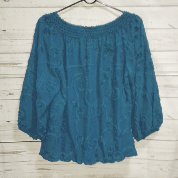 Studio M Teal Chiffon Blouse - Picture 2 of 4